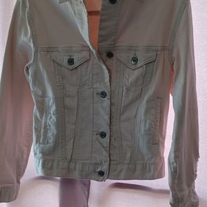 True Craft Women's  Distressed Light Pink Jean Jacket With Metal Bottoms Size XS